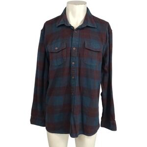 GRAYERS - MEN'S XL-BLUE & WINE PLAID LONG SLEEVE BUTTON FLANNEL SHIRT